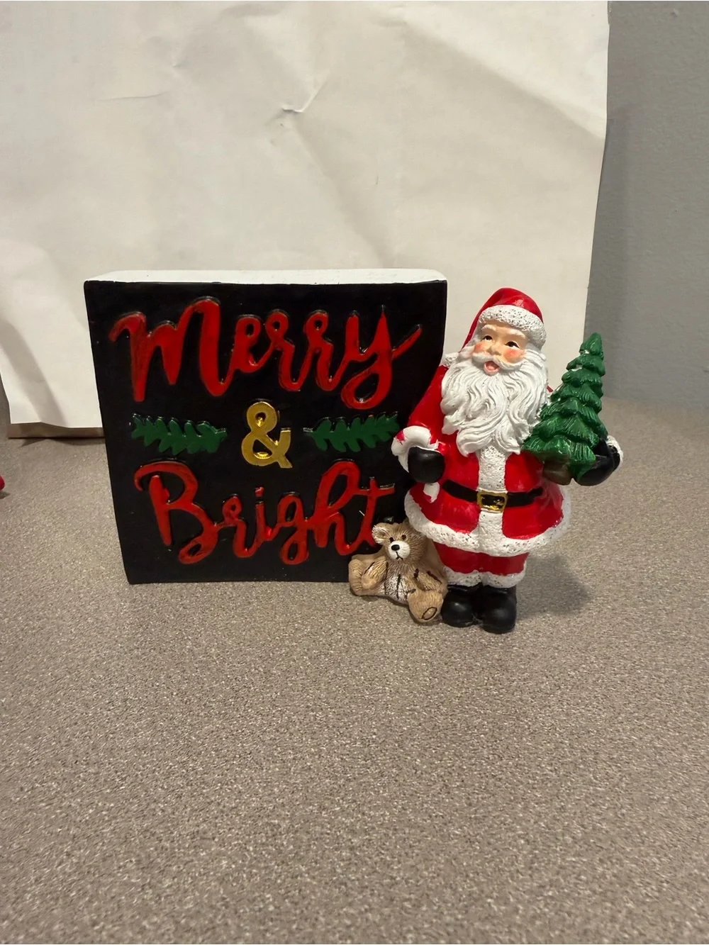 Pier One import Merry Christmas Table Top Decor Set of Santa